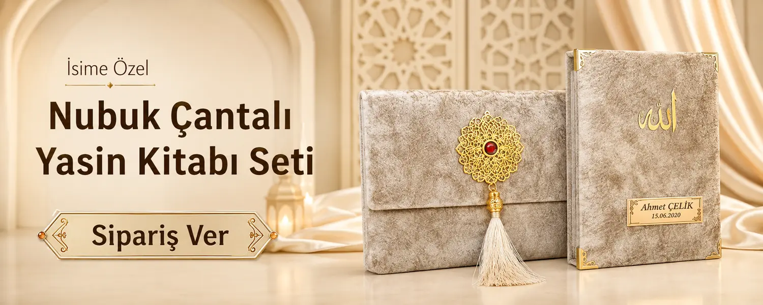 Nubuk Kumaş Kaplı ve Çantalı Yasin Kitabı Seti