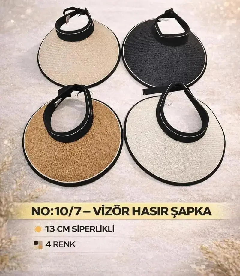 Vizör Hasır Plaj Şapkası Geniş Siperli Güneşlik