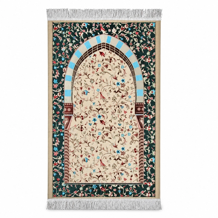 Çiçek Desenli Lüks Saçaklı Şönil Seccade 70x115
