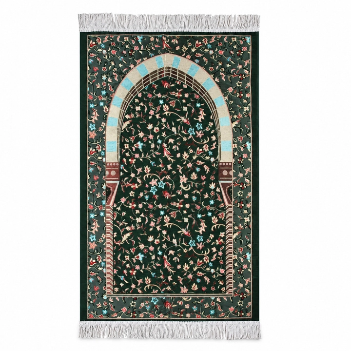 Çiçek Desenli Lüks Saçaklı Şönil Seccade 70x115