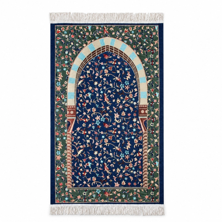Çiçek Desenli Lüks Saçaklı Şönil Seccade 70x115