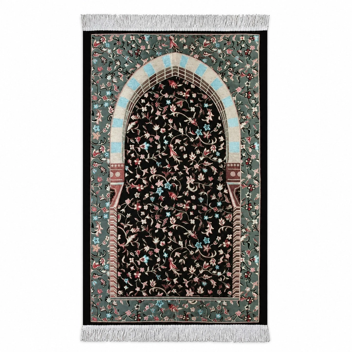 Çiçek Desenli Lüks Saçaklı Şönil Seccade 70x115
