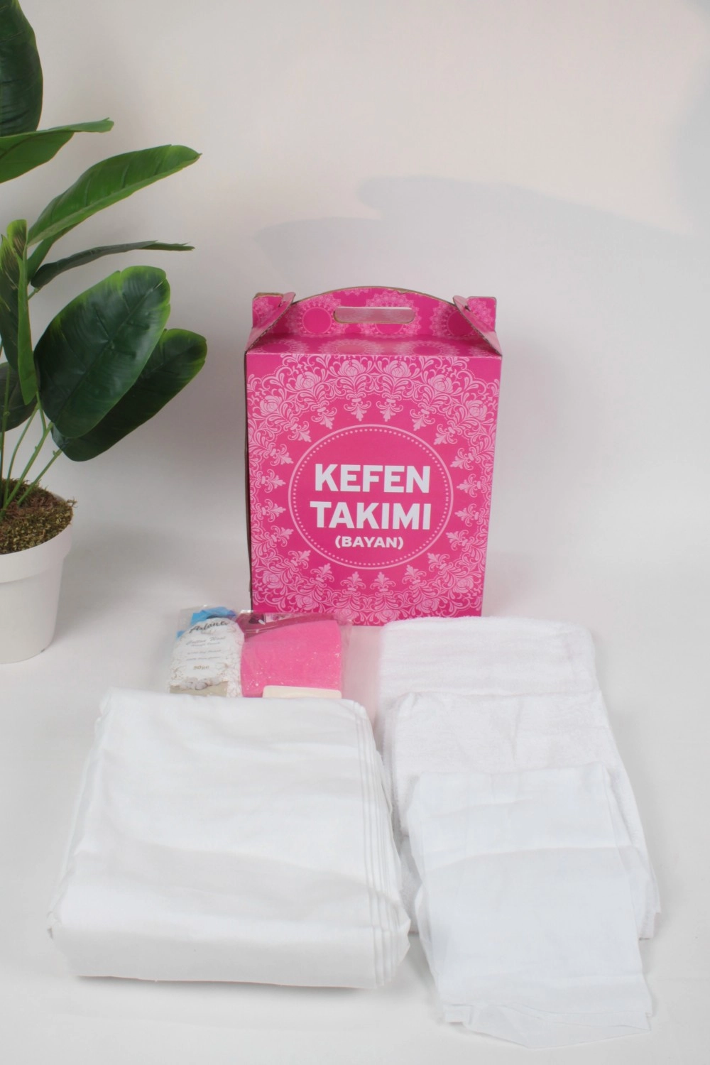 Kadın Kefen Takımı - 10 Metre %100 Pamuklu Bez - Eksiksiz Hijyenik Defin Seti