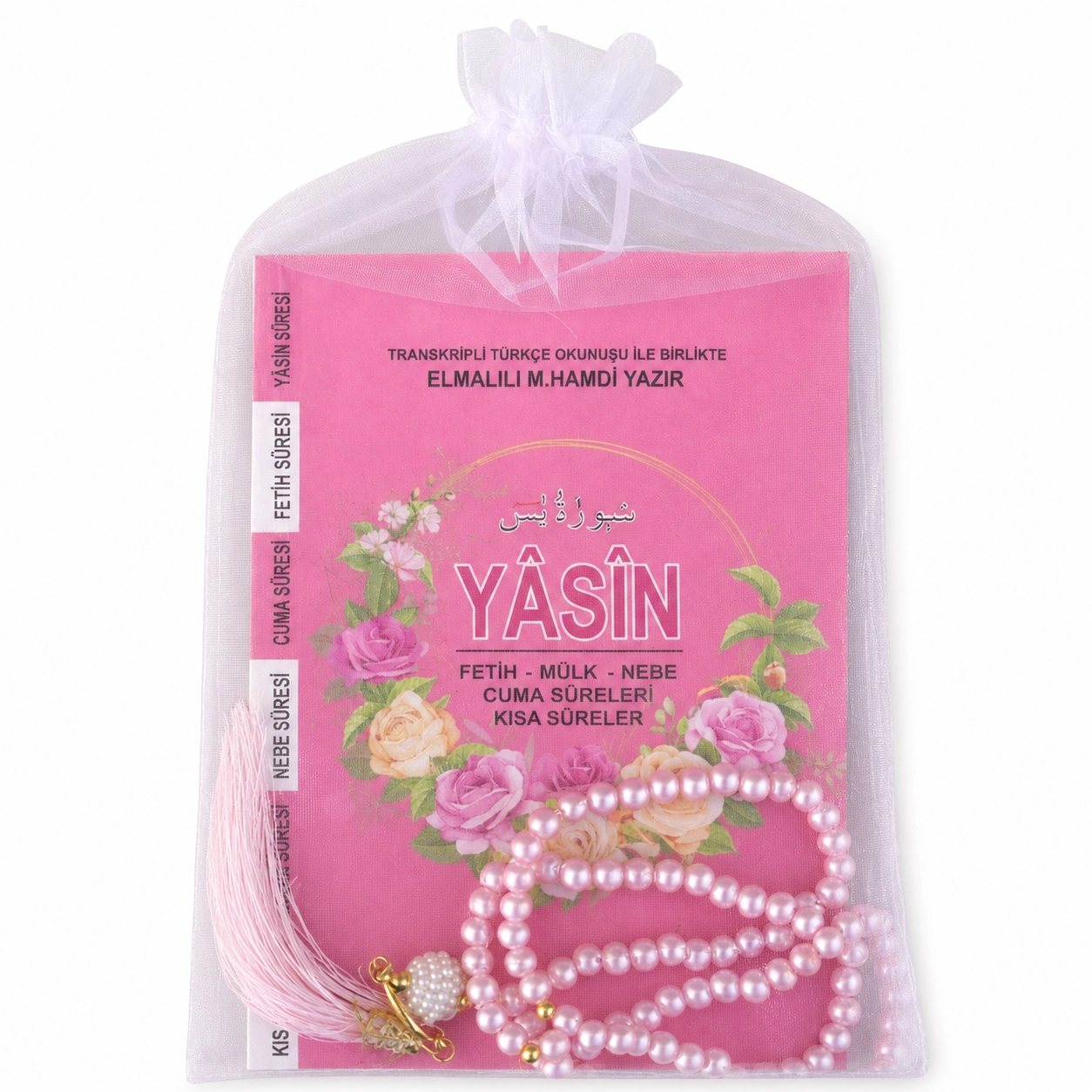 Tül Keseli Yasin Cüzü ve İnci Tesbih Hediyelik Set