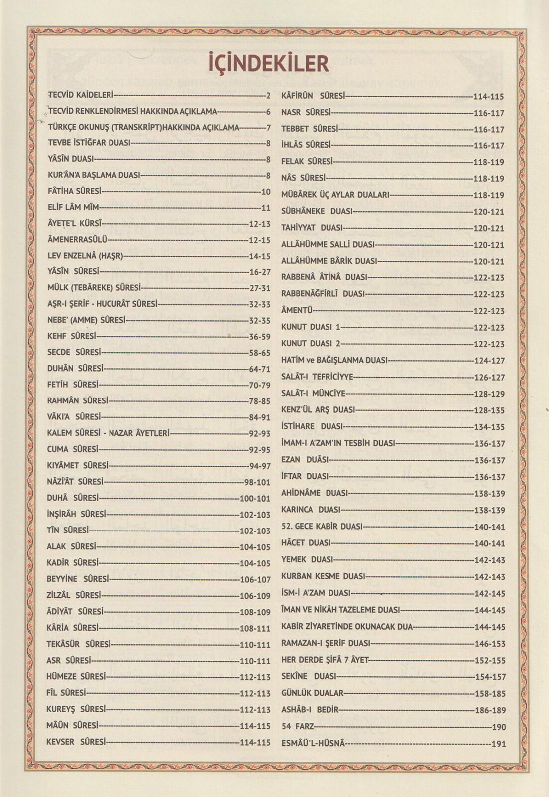 8 Özellikli Satır Arası Renkli Kelime Mealli - Tecvidli - Rahle Boy - 192 Sayfa - 41 Yasin Kitabı