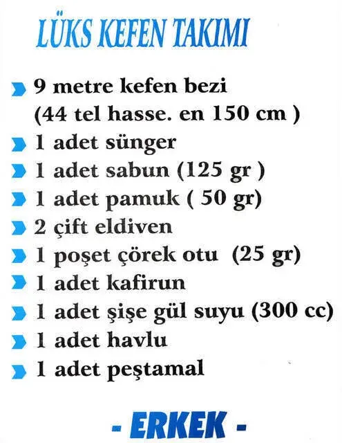 Erkek Kefen Takımı Cenaze Levazımatı Seti (1.5 x 9 Metre)