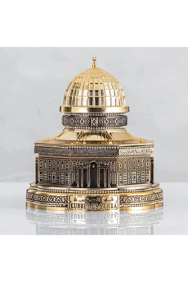 Gold Zirkon Taşlı Kuran Kabı ve Biblo Seti