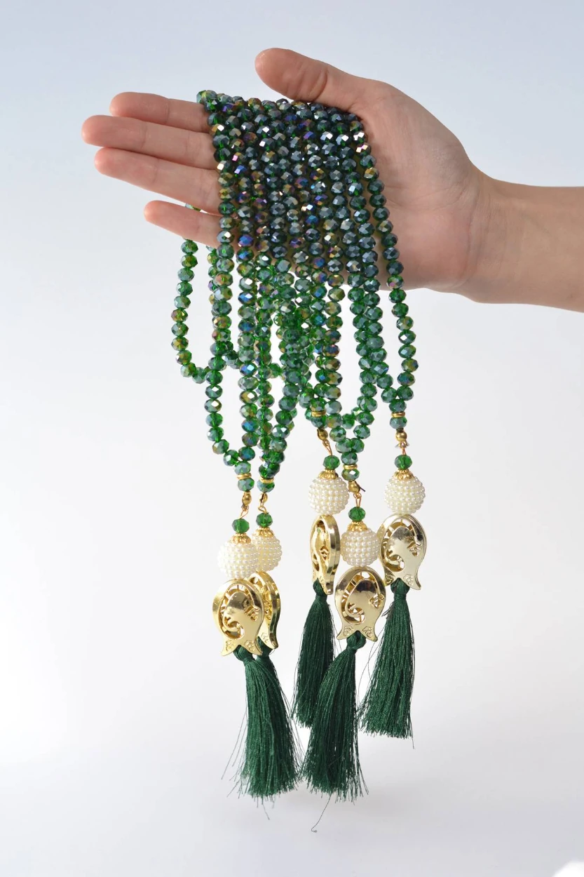 Yeşil Kristal Tesbih 99’lu - Parlak ve Huzur Veren Doku | Namaz ve Zikir Tesbihi