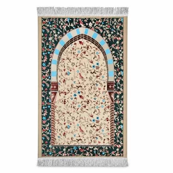 Çiçek Desenli Lüks Saçaklı Şönil Seccade 70x115