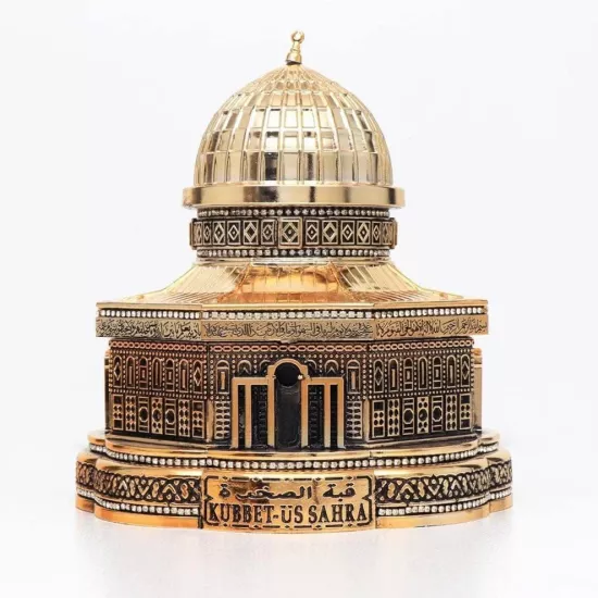 Gold Zirkon Taşlı Kuran Kabı ve Biblo Seti