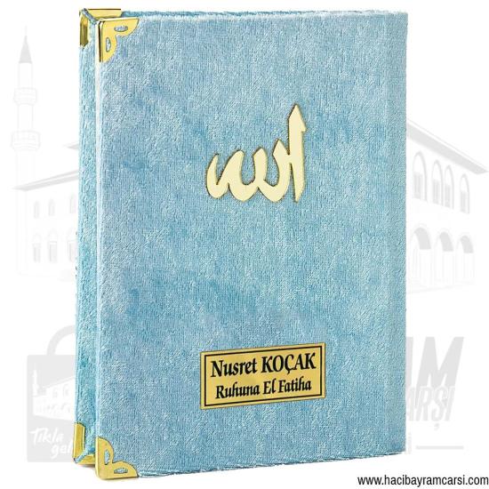 İsime Özel Kadife Yasin Kitabı - Mavi