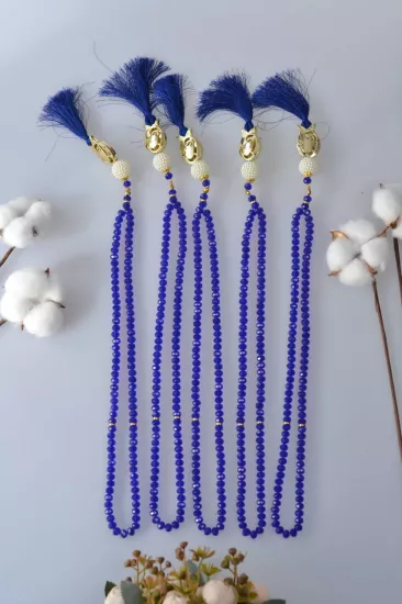 Lacivert Kristal Tesbih 99’lu - Laleli Model | Asil ve Parlak Namaz Tesbihi Hediye