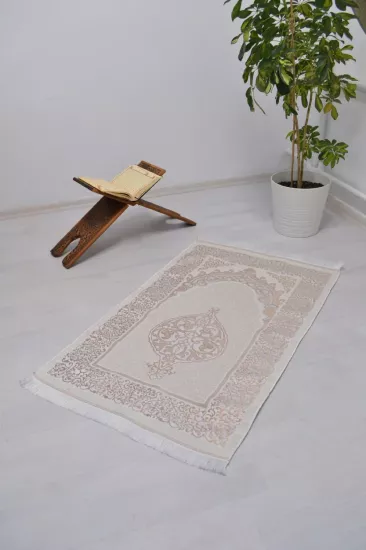 Gold Pamuk Tafta Seccade - İnce ve Zarif Dokulu | Parlak Namazlık Hediye