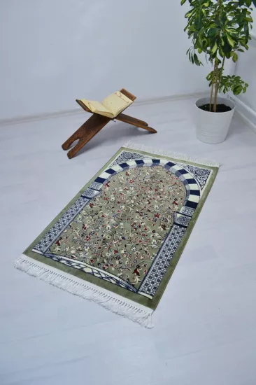 Ravza Desenli Lüks Kadife Seccade - Kalın ve Yumuşak Doku | Özel Hediye Namazlık