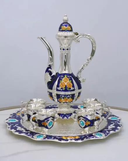 Sena Gümüş Taşlı Zemzem Takımı - İşlemeli ve Kutulu Set