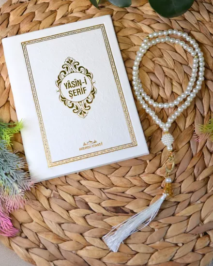 Termo Deri Kaplı Çanta Boy Yasin Kitabı ve İnci Tesbih Seti