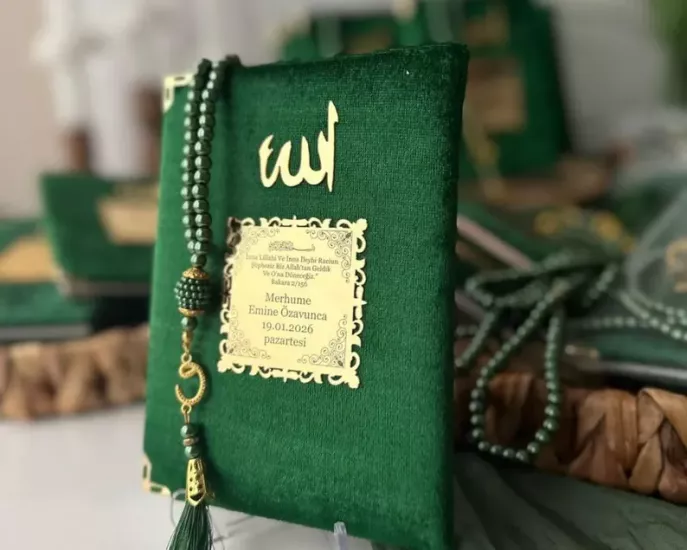 İsim Baskılı Yeşil Kadife Yasin Seti | Mevlüt Hediyelikleri - Hacıbayram Çarşı